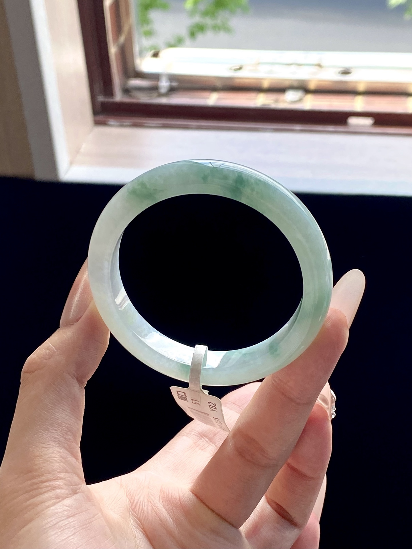 小圈口冰飘花绿飘花正圈成品(细纹不扣） HYY-7235 ⭕️51-10.5-7.5