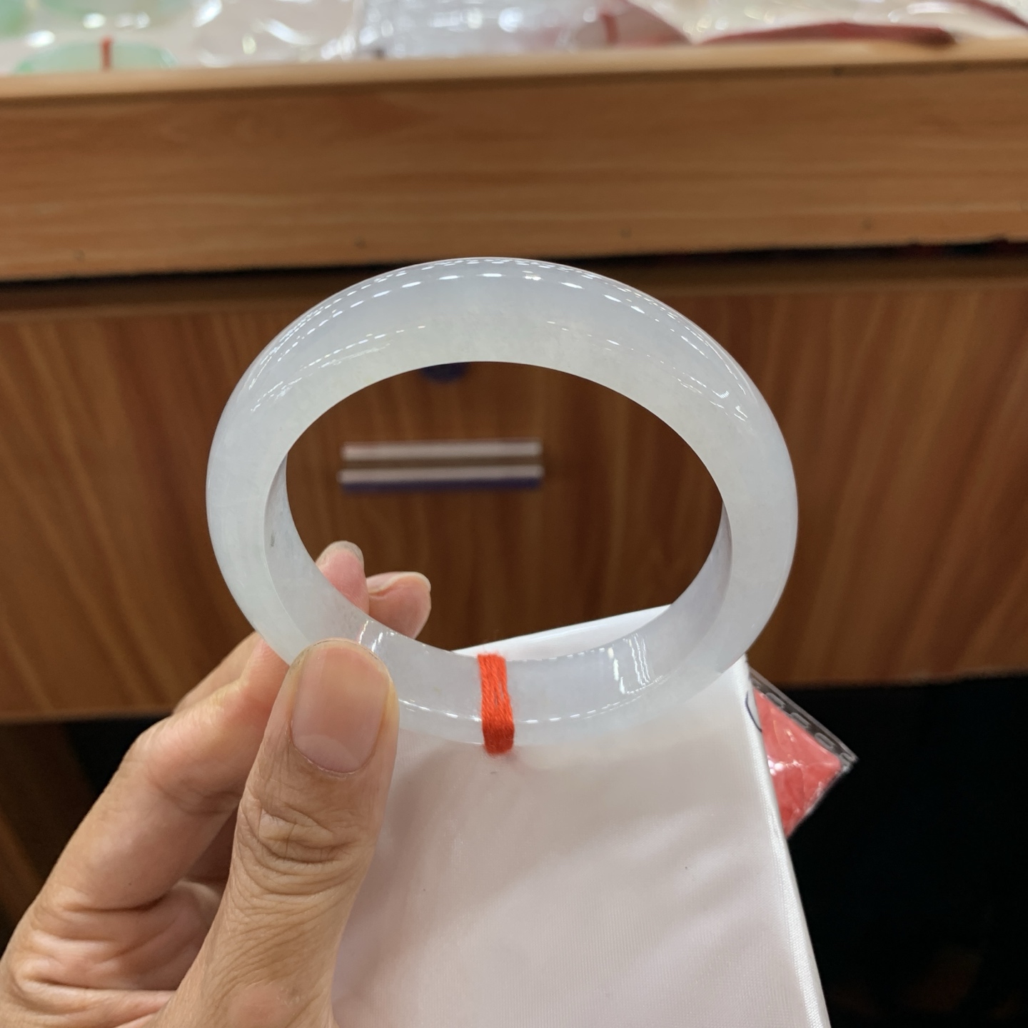051222LS 白冰正圈翡翠手镯 58.2-13.7-8.6