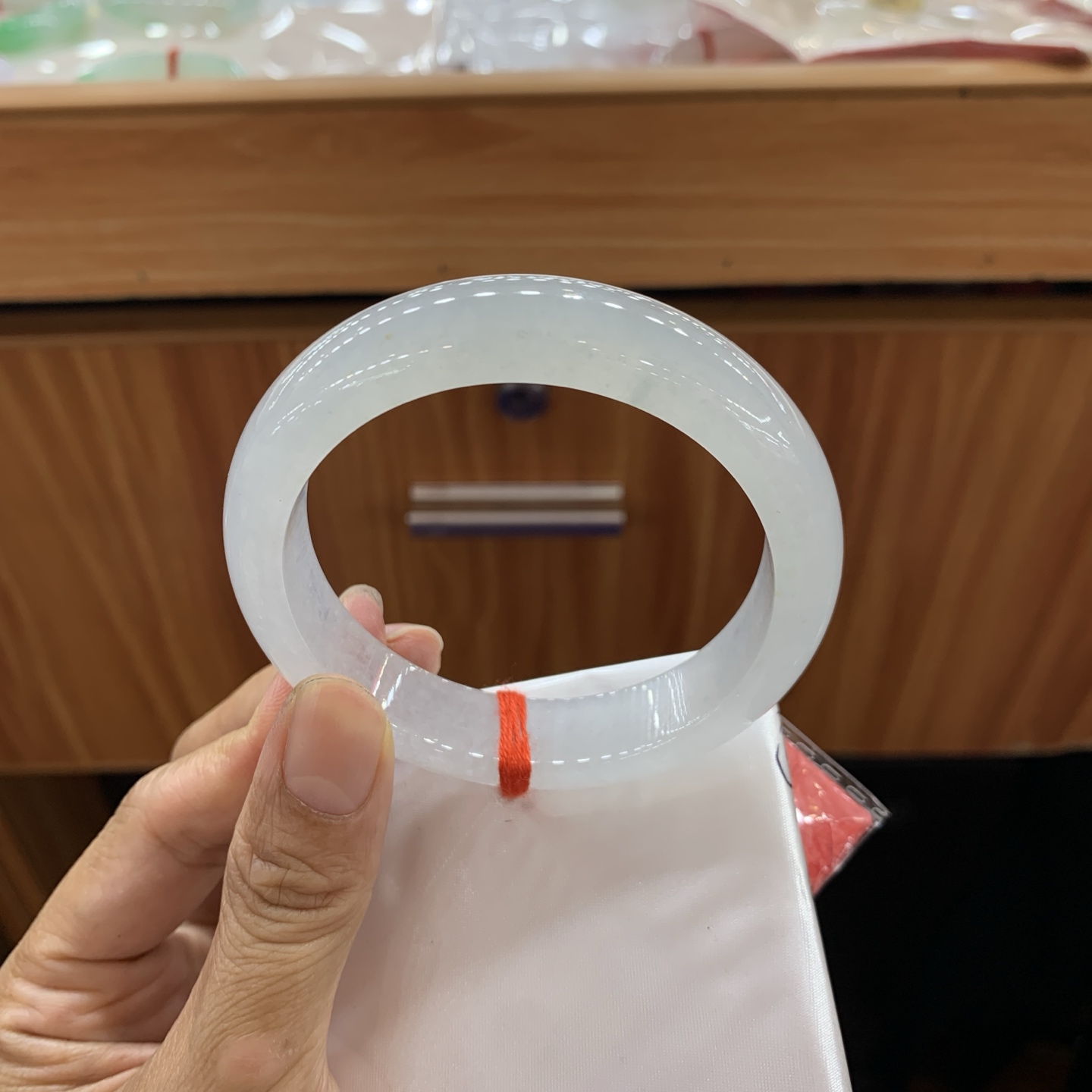 051222LS 白冰正圈翡翠手镯 58.2-13.7-8.6
