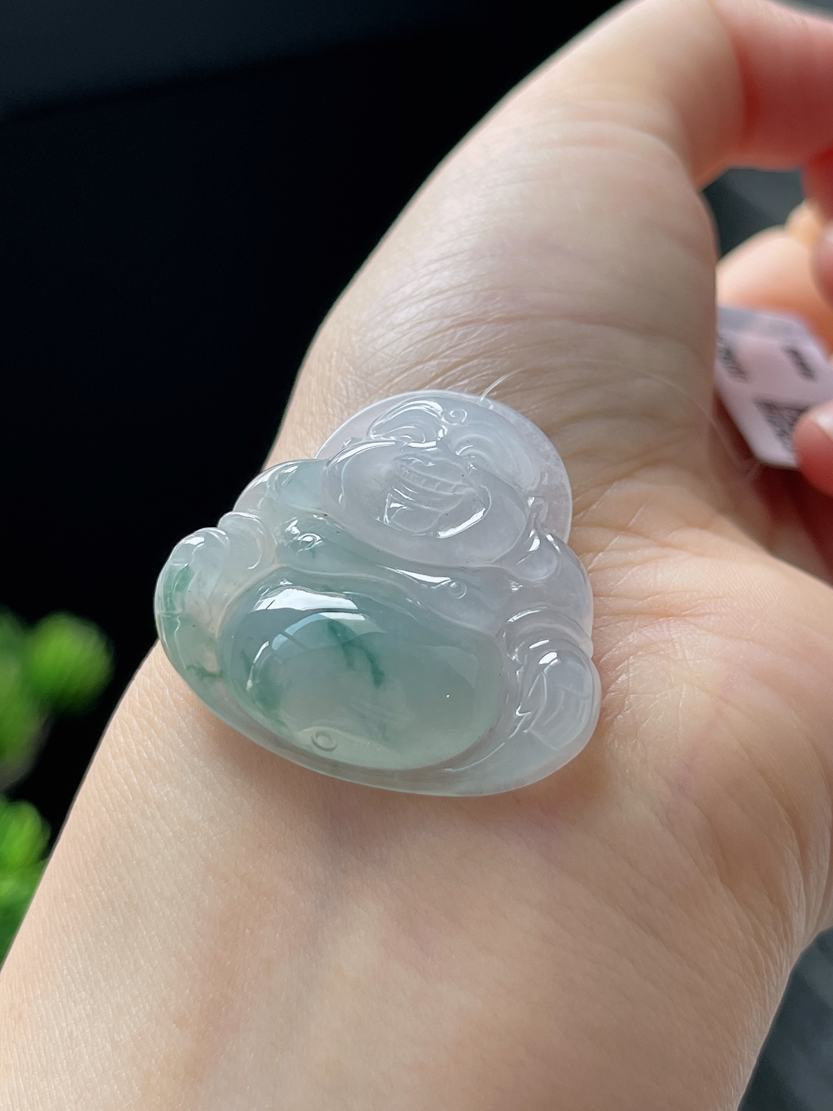 翡翠冰糯种飘绿吊坠