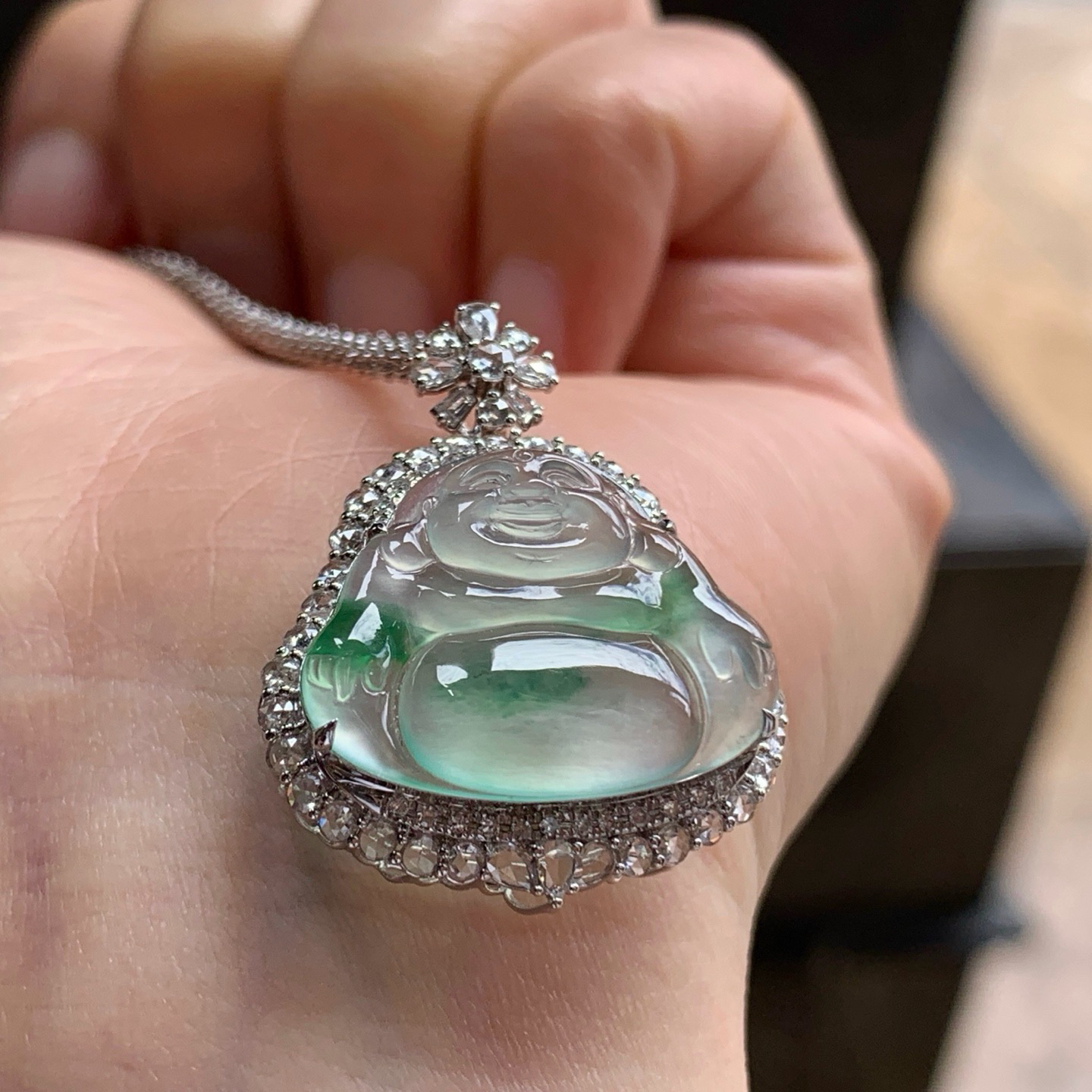 金钻镶嵌冰绿花佛公^_^冰透