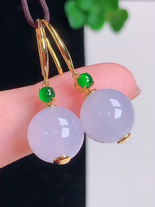  18k金镶冰耳坠，无裂，尺寸10.3mm №;y124430   9
