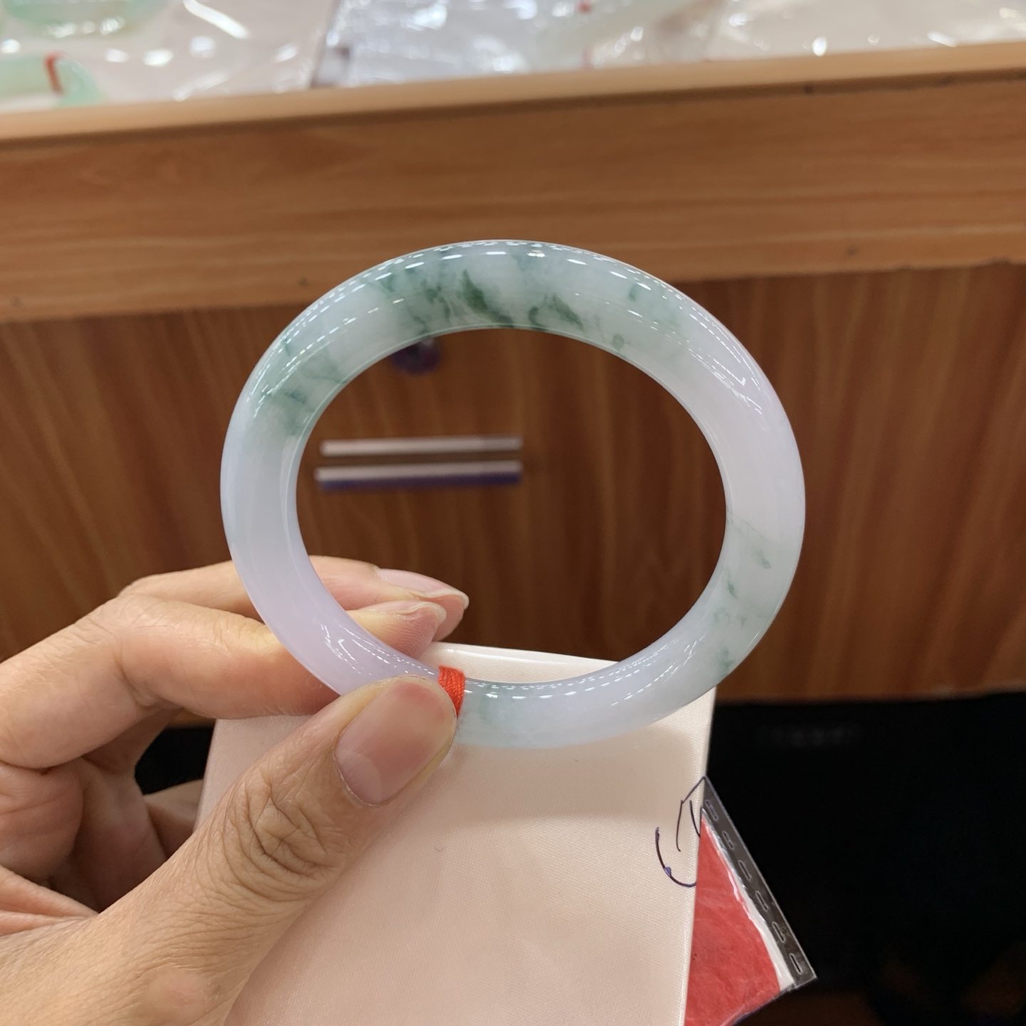 051214FN 飘花圆条翡翠手镯 54.5-9.1-9.3