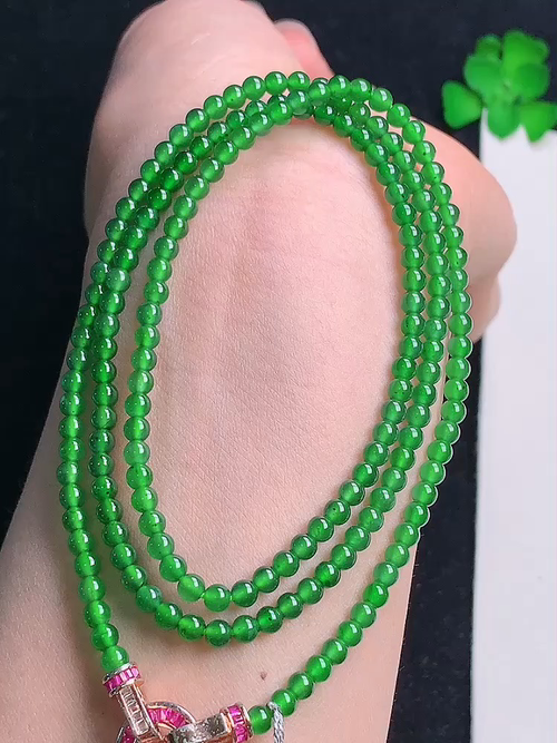 冰油绿米项链，，尺寸：3.5mm，颗数：178，№;y13230   11