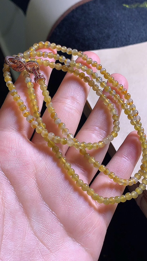 ️天然翡翠，冰黄珠链 尺寸3.5 fs514