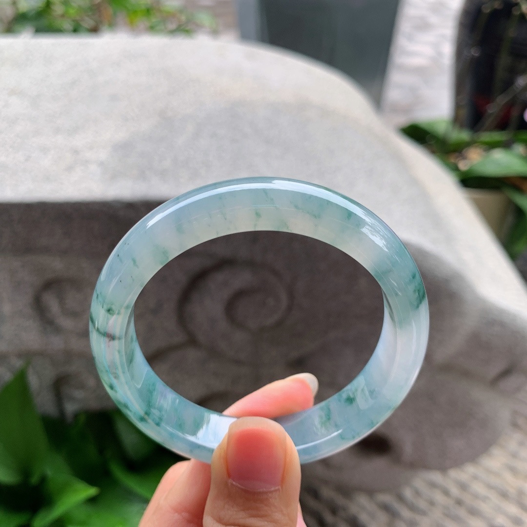 圈口54-12-7.7 【冰紫飘花正圈手镯】正圈54 55可戴
