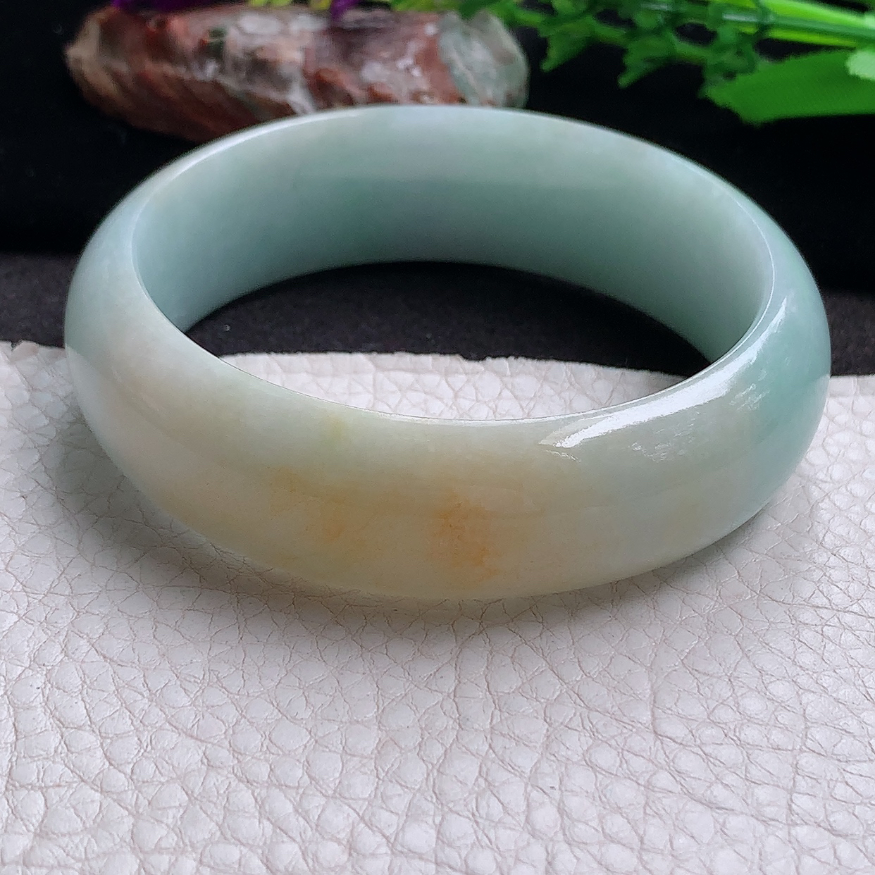 h大圈口60*18.8*8.6轮胎镯 缅甸翡翠a货玉手镯双彩大气正圈玉手环