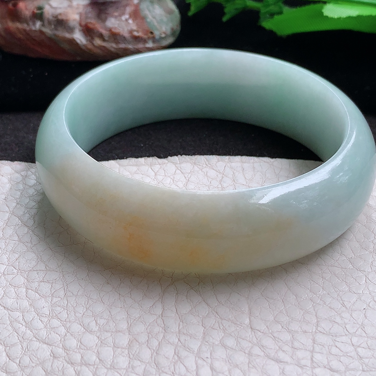 h大圈口60*18.8*8.6轮胎镯 缅甸翡翠a货玉手镯双彩大气正圈玉手环