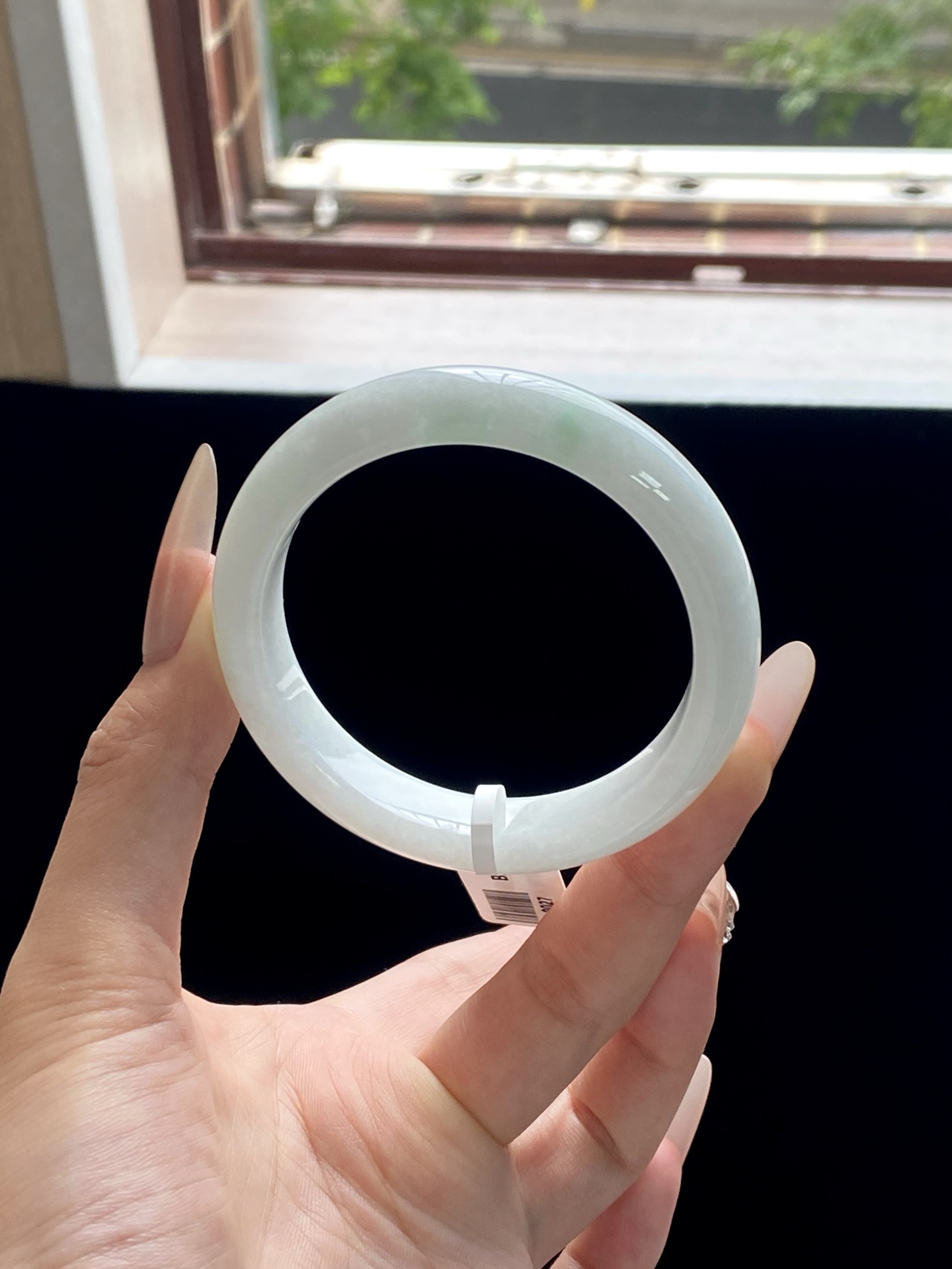  白月光飘绿正圈成品（有纹） HY-9027 ⭕️55-12-8.5