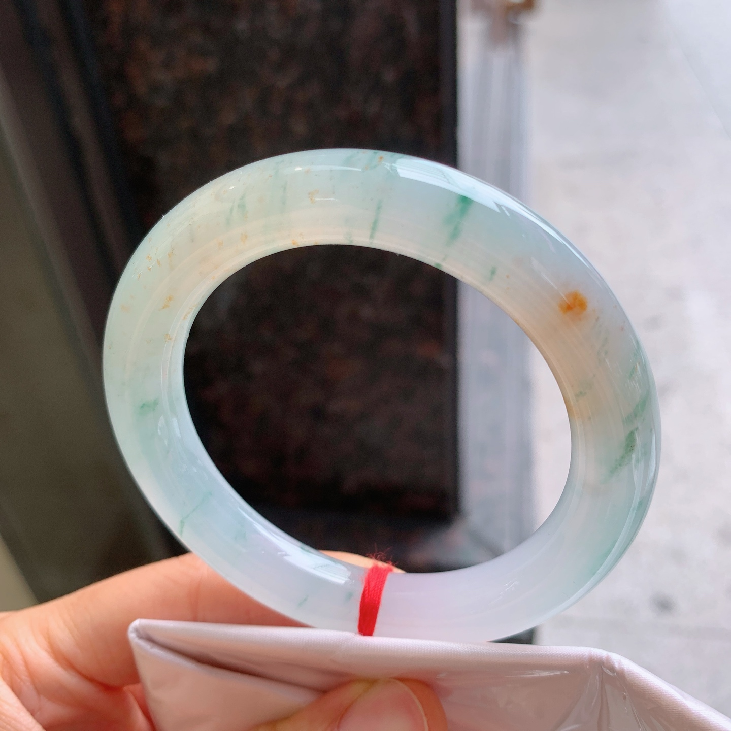 圆条冰黄翡飘花 无裂 尺寸：55.8/11 特色料子