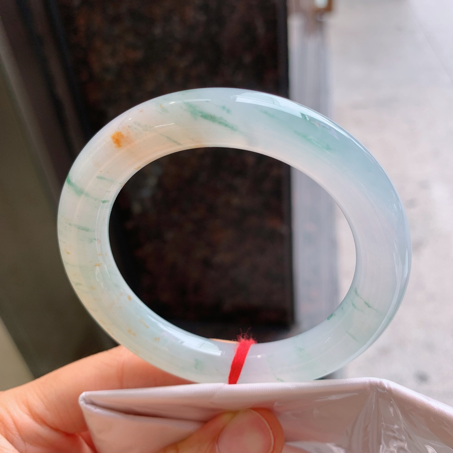 圆条冰黄翡飘花 无裂 尺寸：55.8/11 特色料子