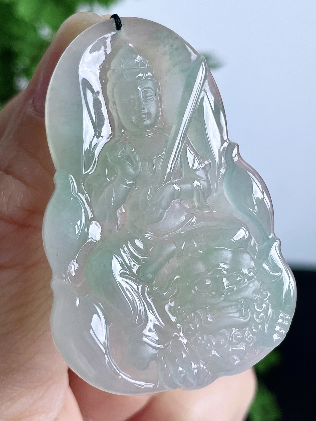 糯冰晴水文殊菩萨牌吊坠 说明 缅料 无裂 性比高 尺寸 48.3-31.6-5.3 重量16克  