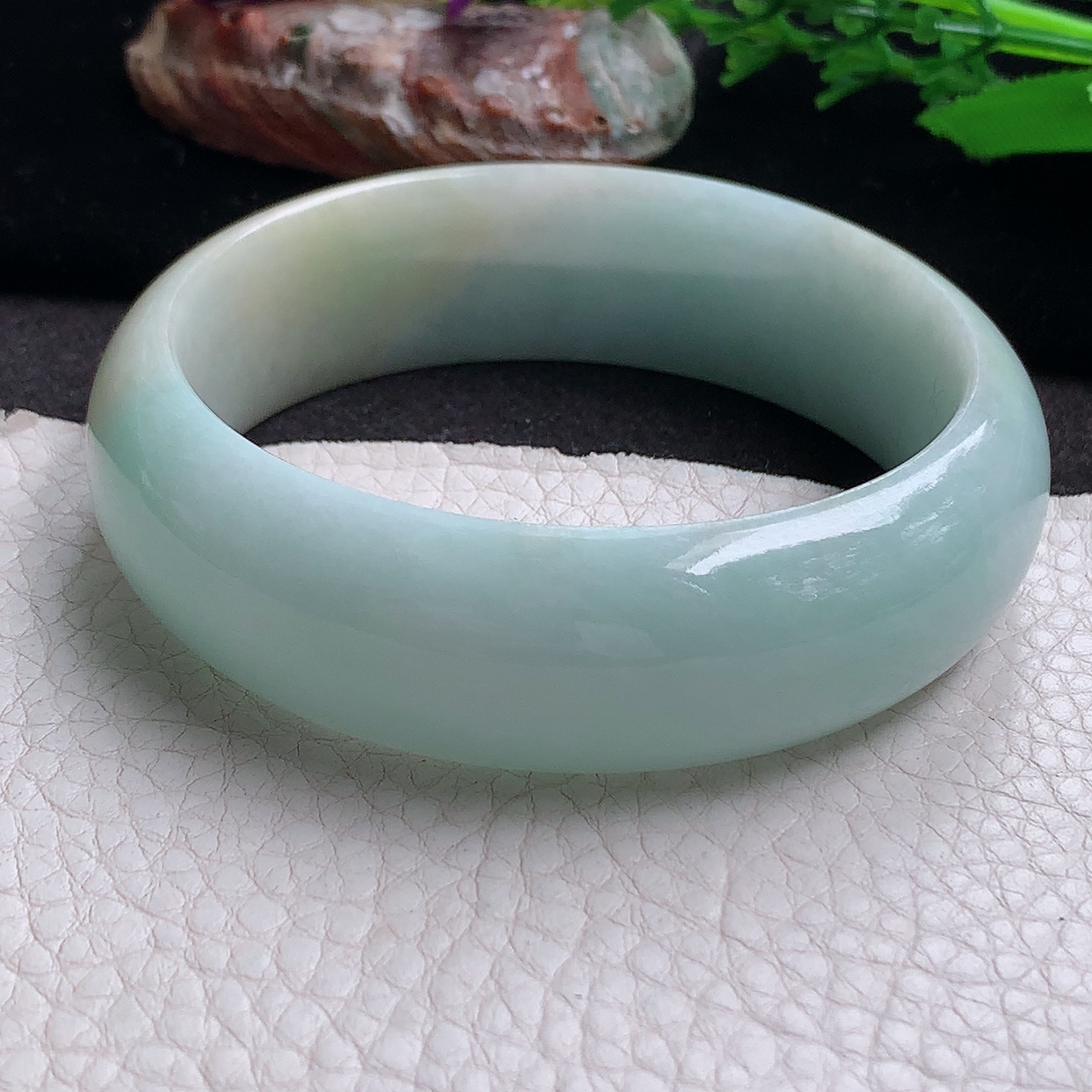 h大圈口60*18.8*8.6轮胎镯 缅甸翡翠a货玉手镯双彩大气正圈玉手环