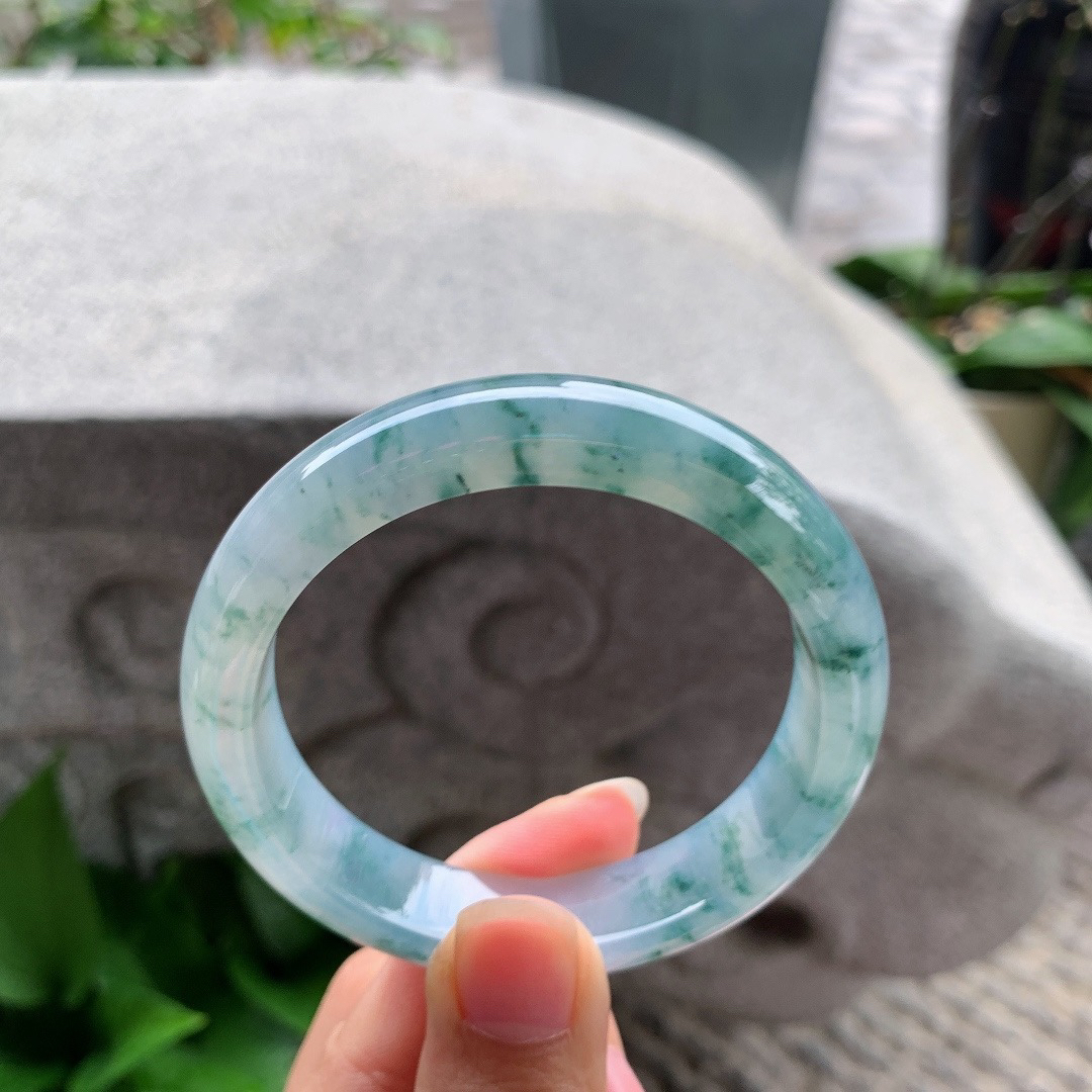 圈口54-12-7.7 【冰紫飘花正圈手镯】正圈54 55可戴