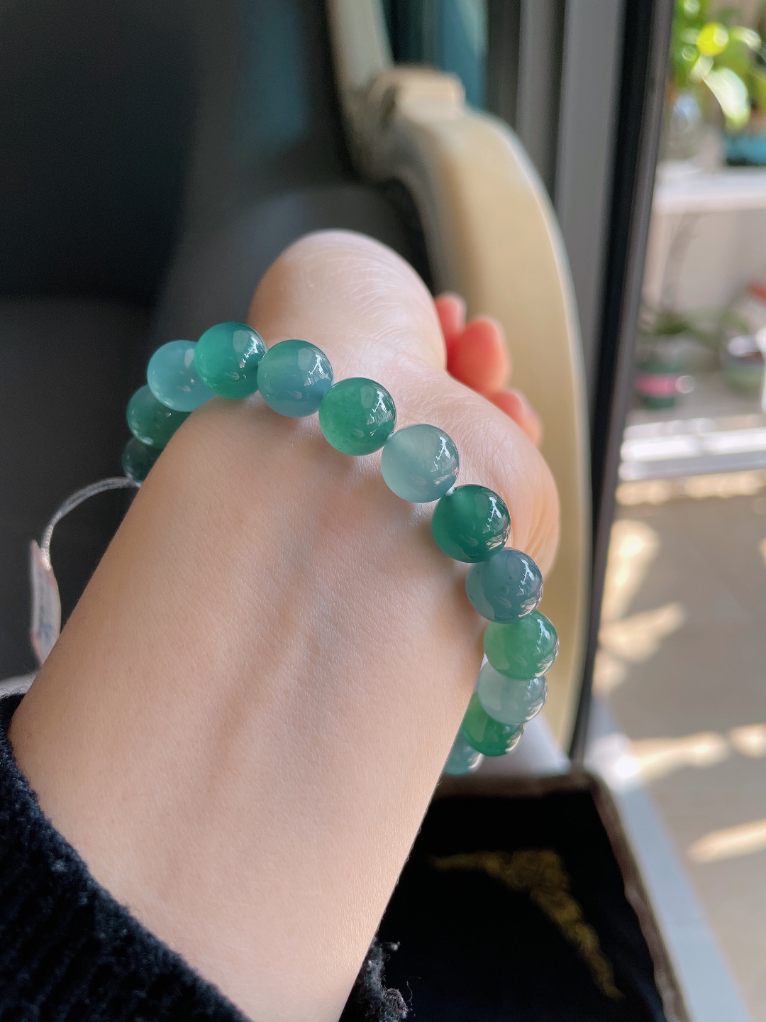 ️天然翡翠A货，冰多宝手串，尺寸：9.8mm。