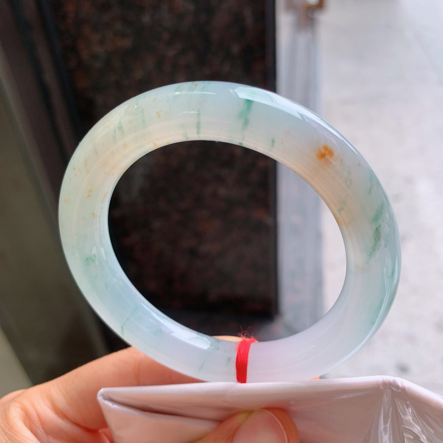 圆条冰黄翡飘花 无裂 尺寸：55.8/11 特色料子