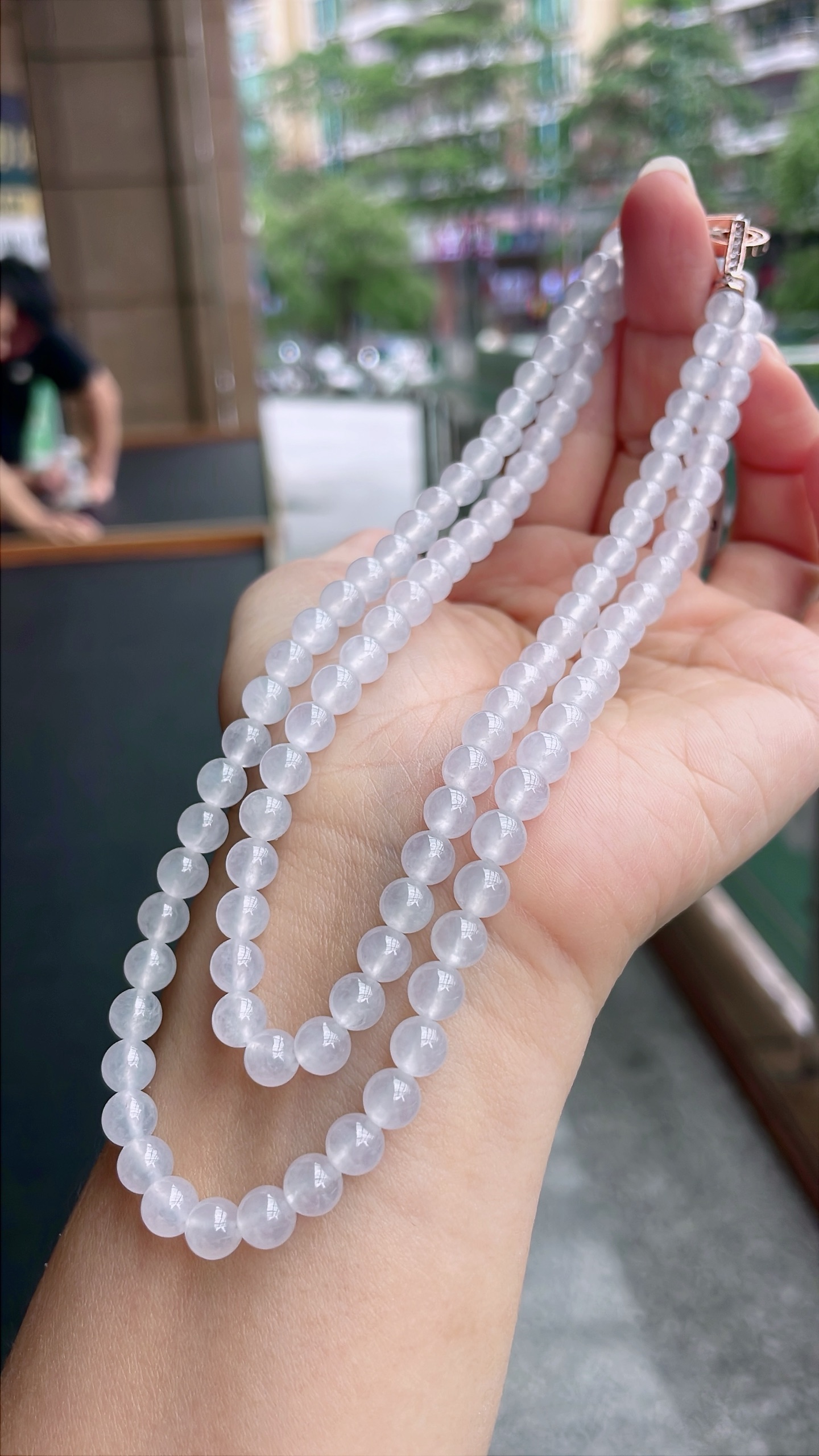 ️ 冰种珠链 冰润通透，颗颗起光 尺寸：5.8，108颗