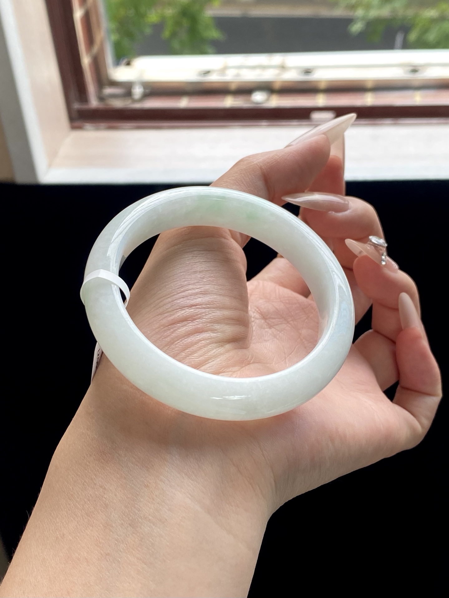  白月光飘绿正圈成品（有纹） HY-9027 ⭕️55-12-8.5