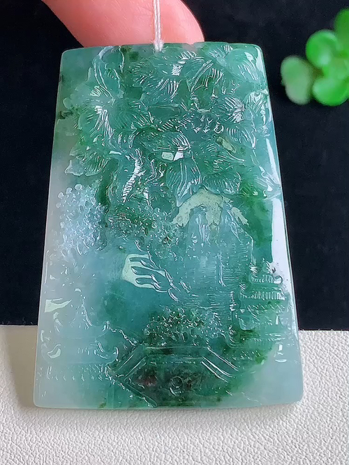  飘花山水牌，无裂，尺寸51.5/36.2/5.4 №;y10553   10