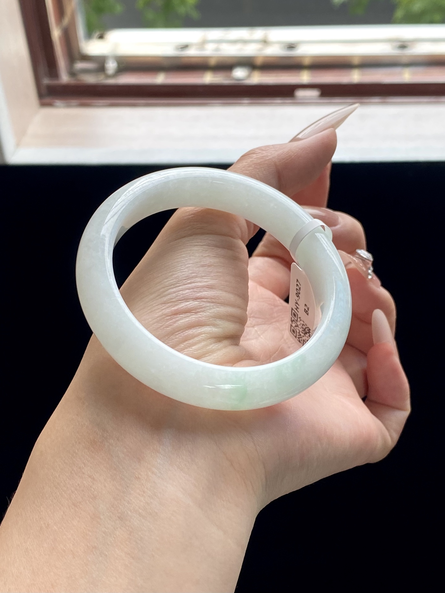  白月光飘绿正圈成品（有纹） HY-9027 ⭕️55-12-8.5