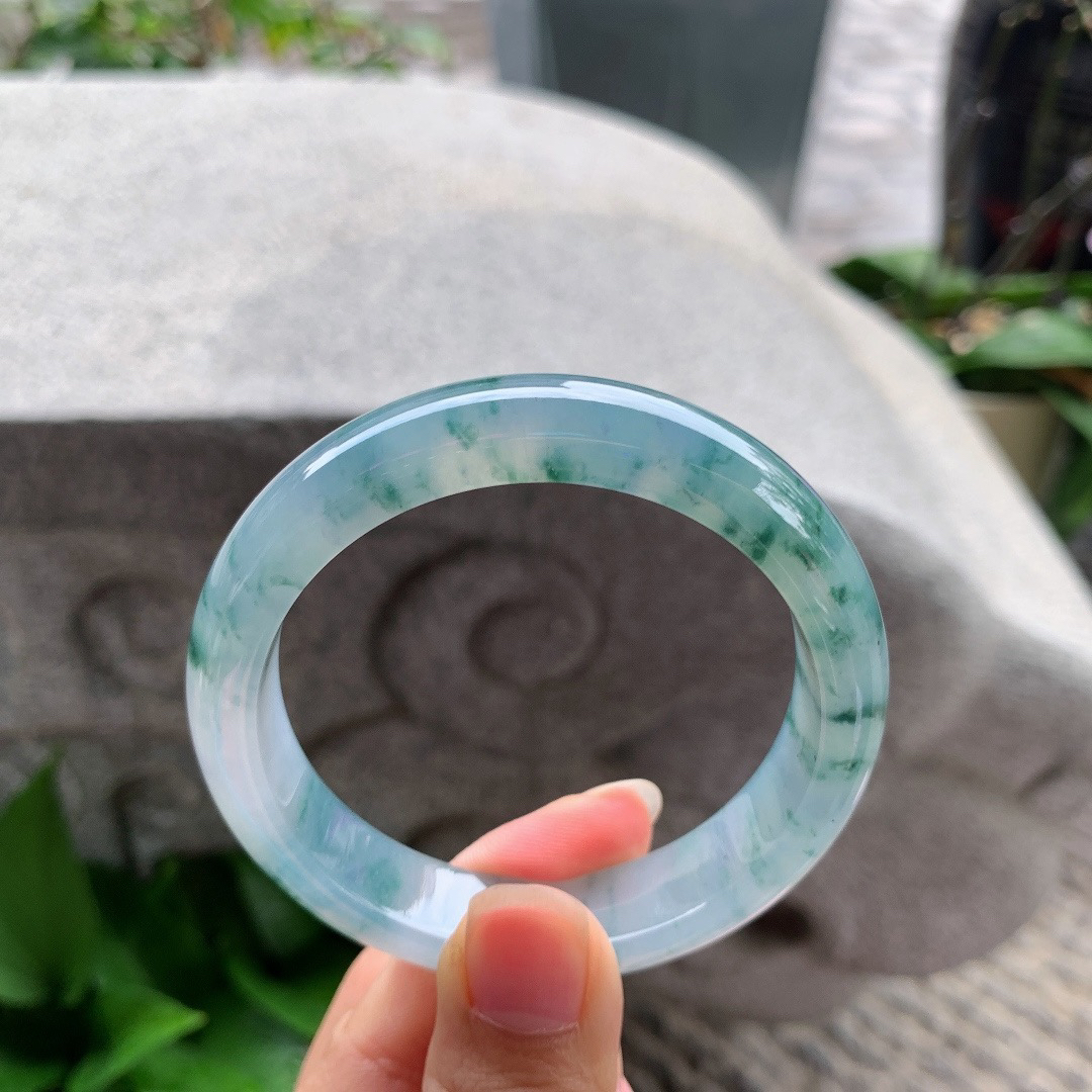 圈口54-12-7.7 【冰紫飘花正圈手镯】正圈54 55可戴