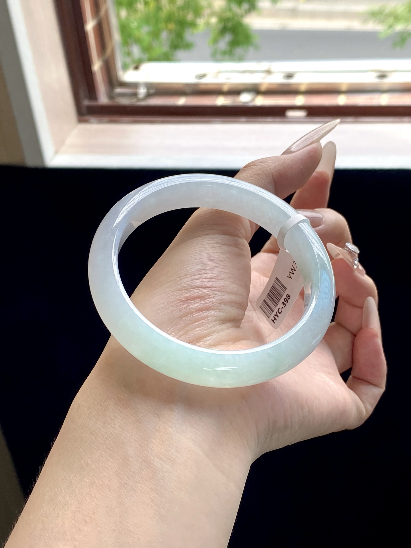 大圈口冰晴绿渐变半山水正圈成品 HYC-398 ⭕️61-12-8.5
