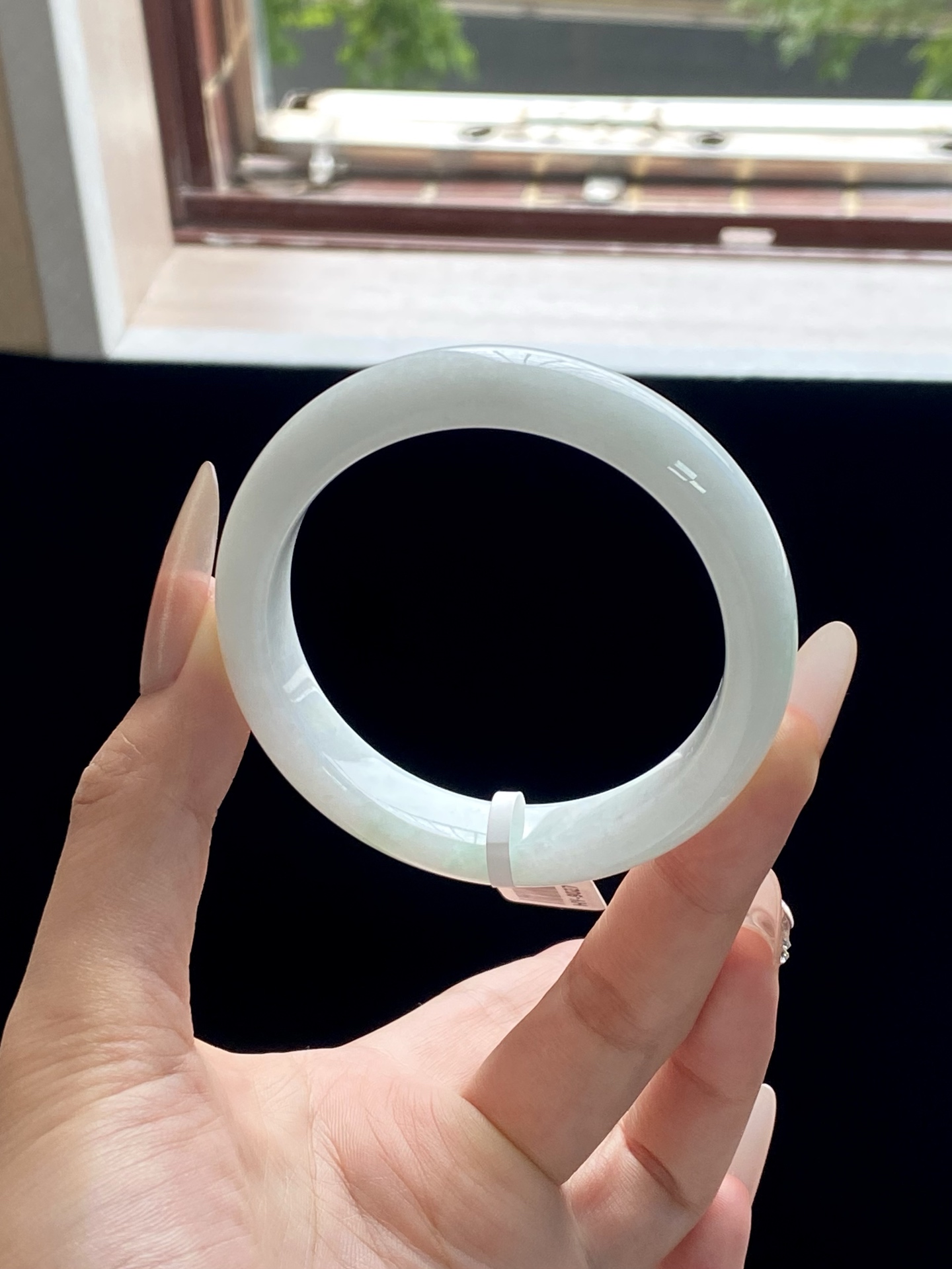  白月光飘绿正圈成品（有纹） HY-9027 ⭕️55-12-8.5