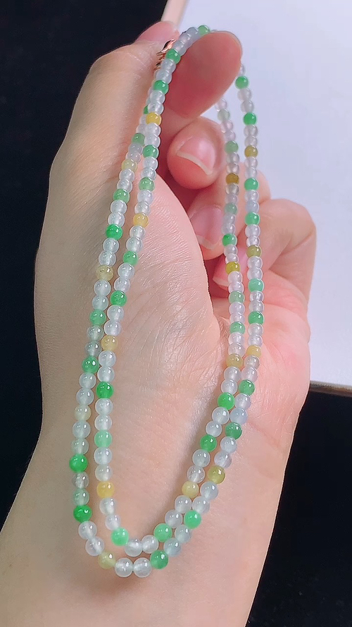 三彩项链，，尺寸:3.4-3.4mm 8