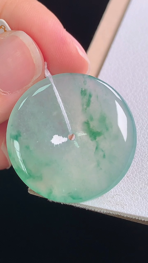 冰飘花平安扣，无裂，尺寸:29.3-4.7mm 10