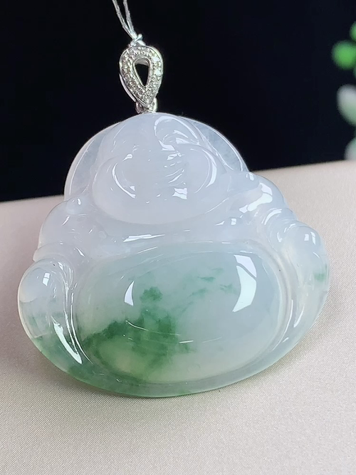 18k金镶冰飘花佛公，无裂，尺寸26.8-28.8-6.0mm，w15qyd