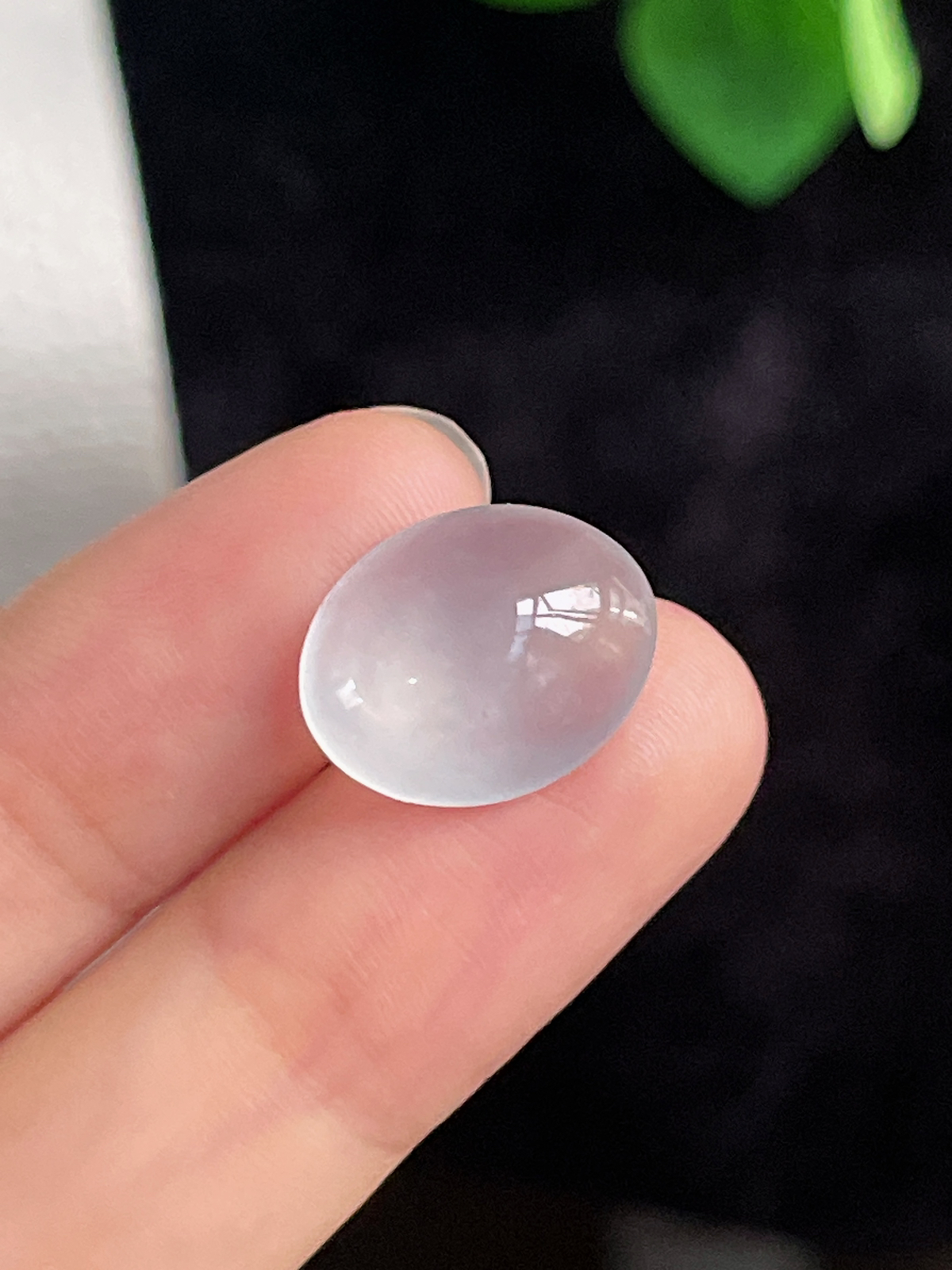 翡翠冰白戒面