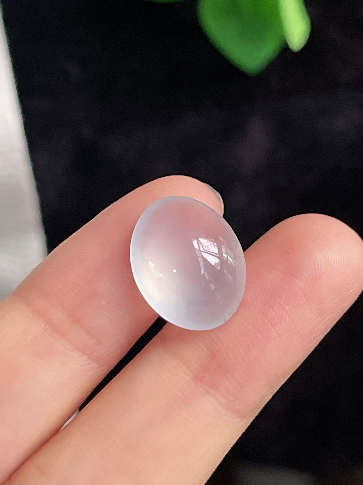 翡翠冰白戒面