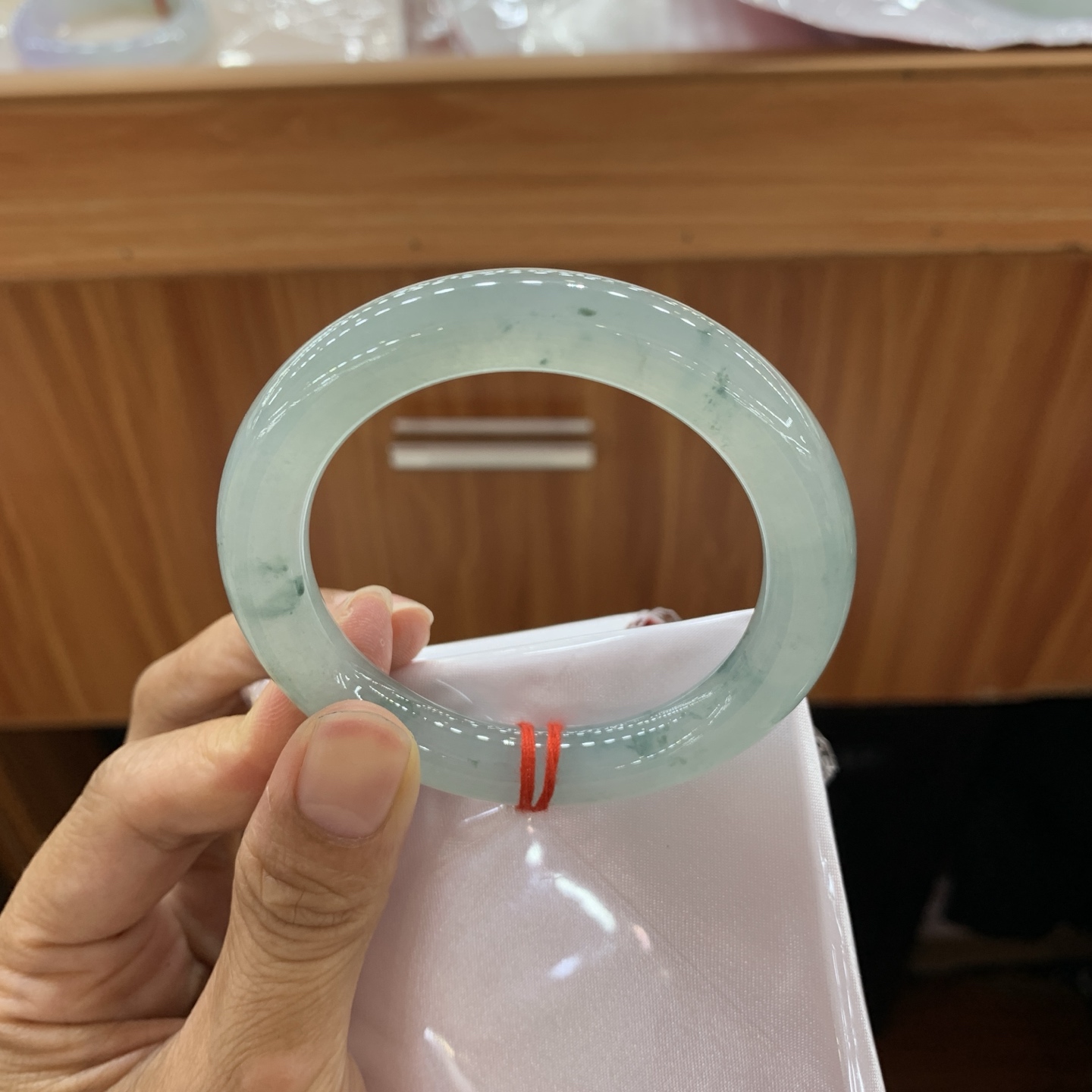 051422HT 飘花圆条翡翠手镯 51.6-9.7-9.9