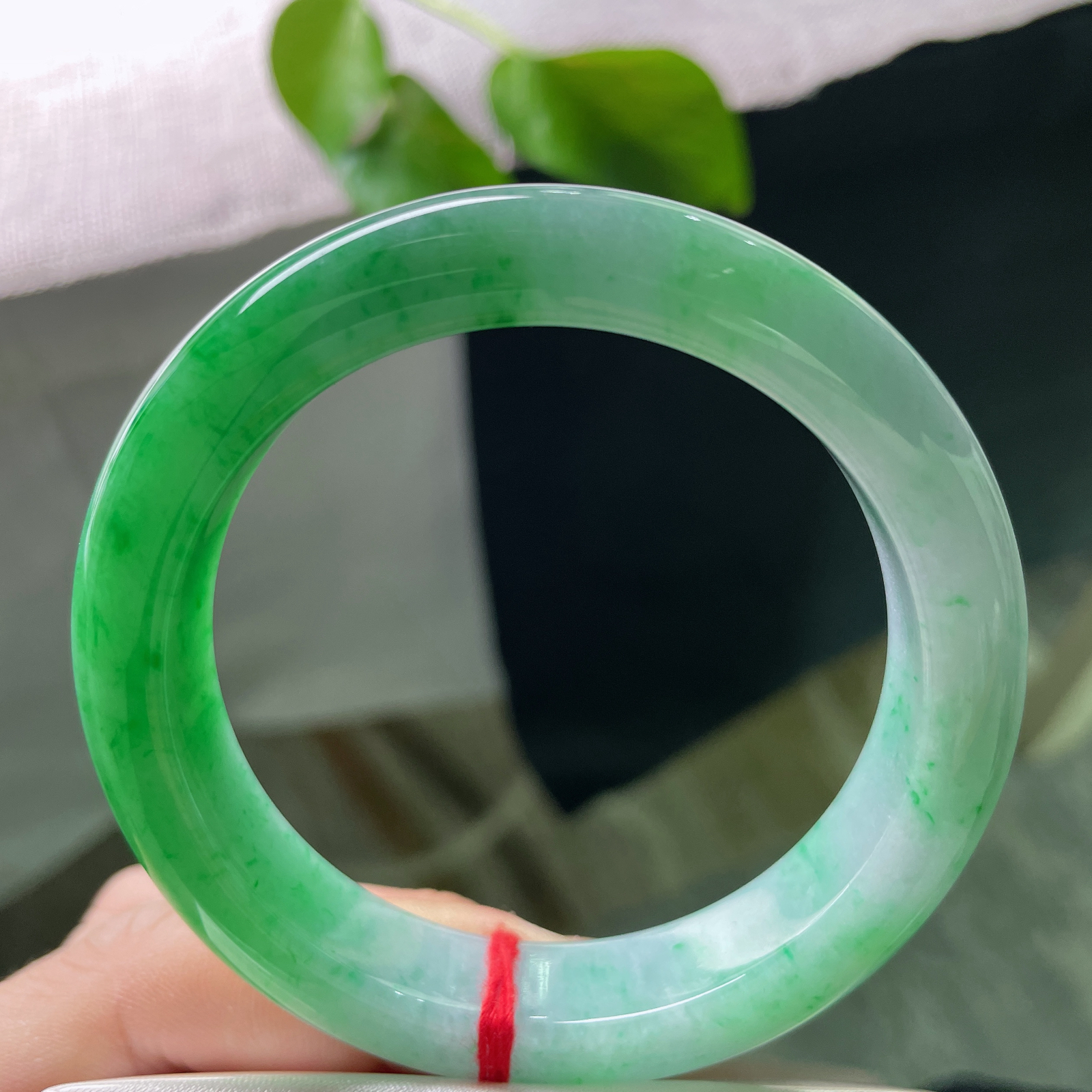 55.8/12.5/9.2，阳绿正圈，青翠欲滴，一镯凝尽千山翠，满目风华自倾城。ss53127a..