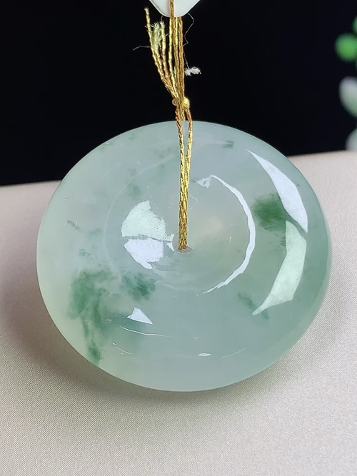 冰飘花平安扣，无裂，尺寸27.3-7.8mm，w15lyg