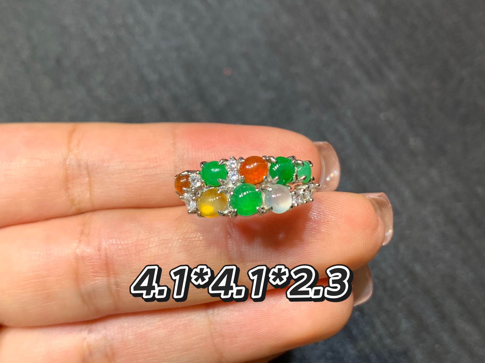 多彩蛋面戒指 s925银