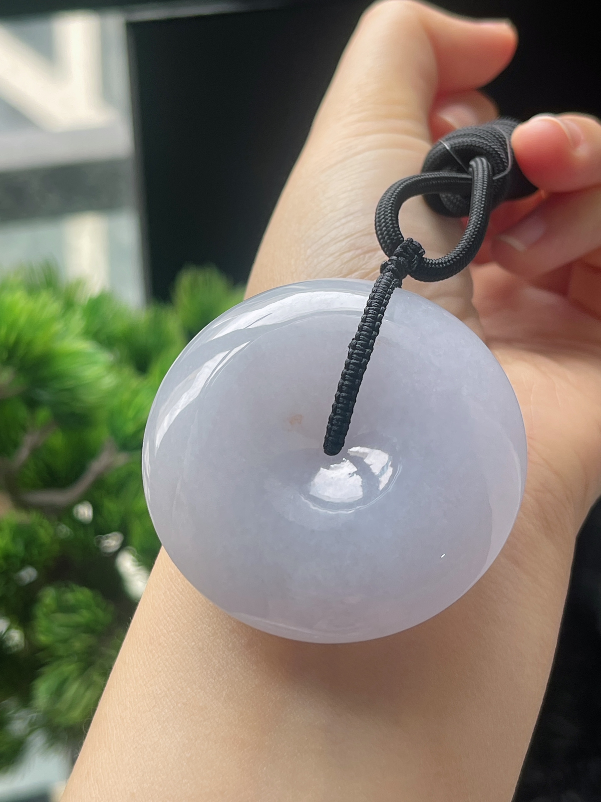 翡翠冰糯种白色平安扣