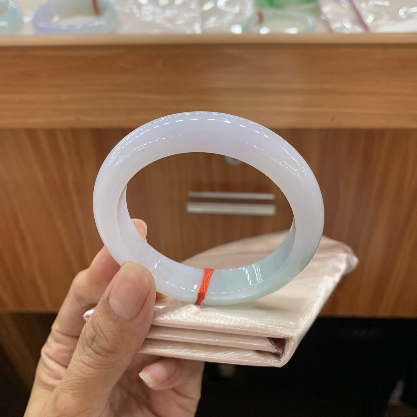 051410MMJ 半山水正圈翡翠手镯 52.5-11.8-8.2