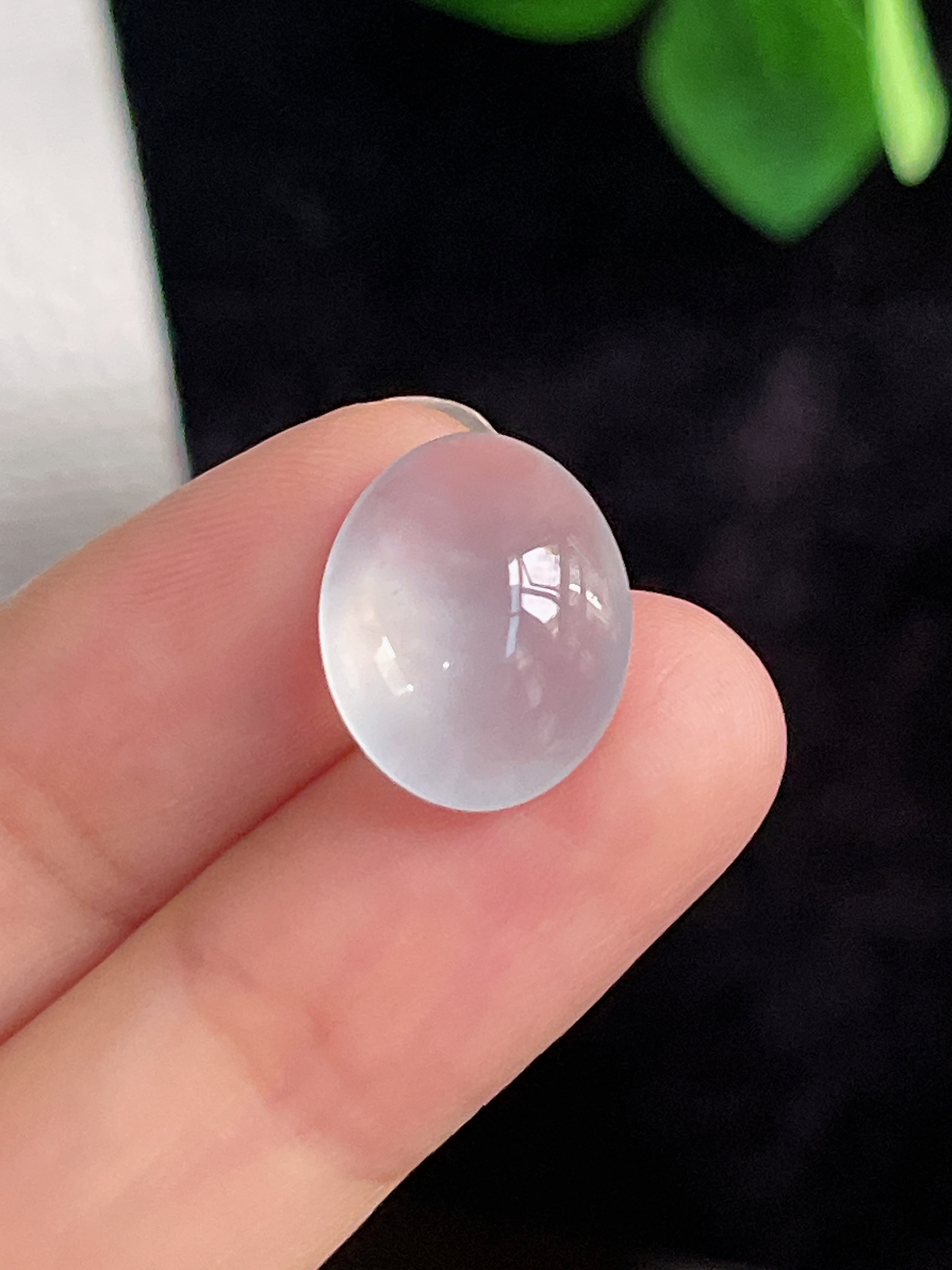 翡翠冰白戒面