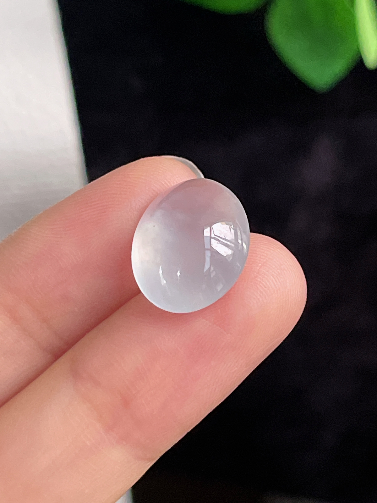 翡翠冰白戒面