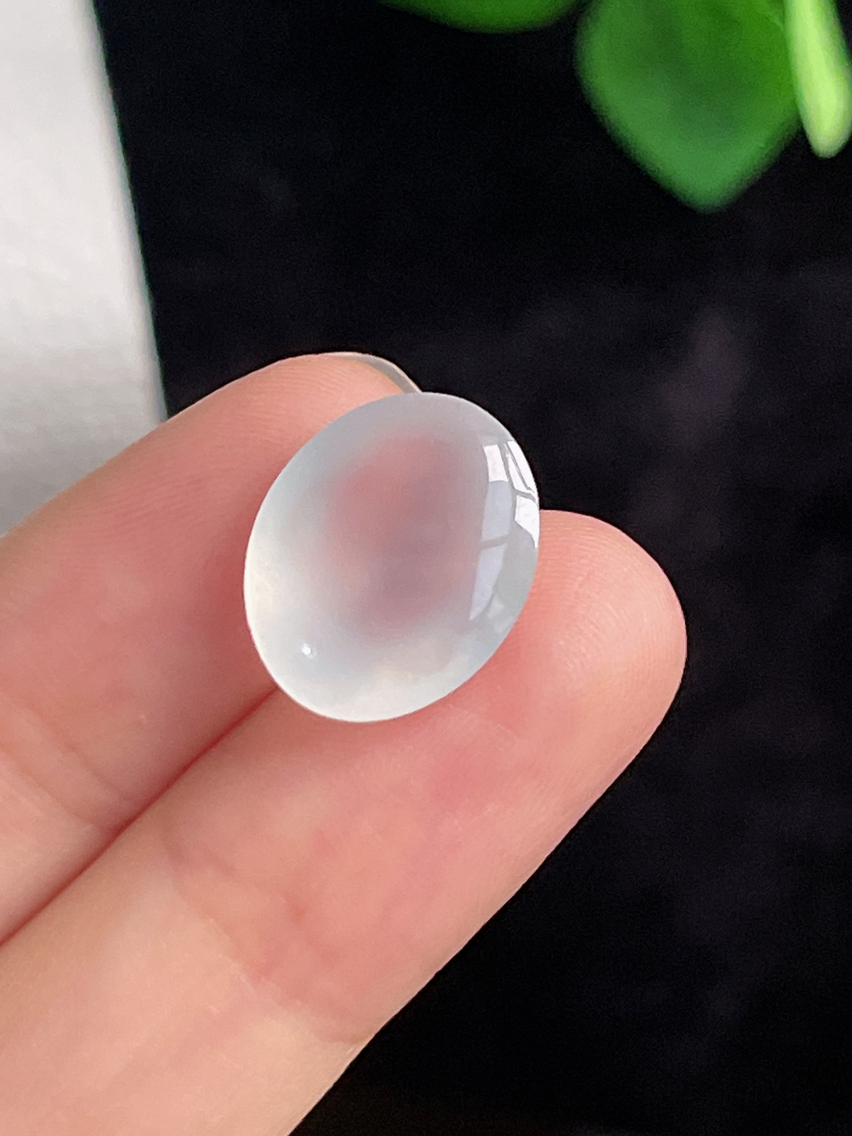 翡翠冰白戒面