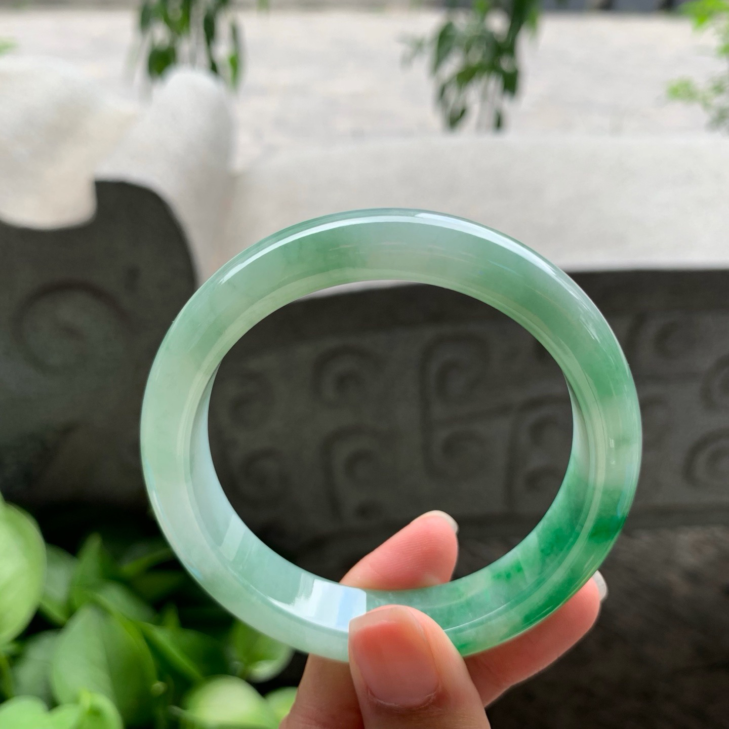 圈口 56.4-12.7-8.3【芙蓉绿正圈手镯】正圈56 57可戴