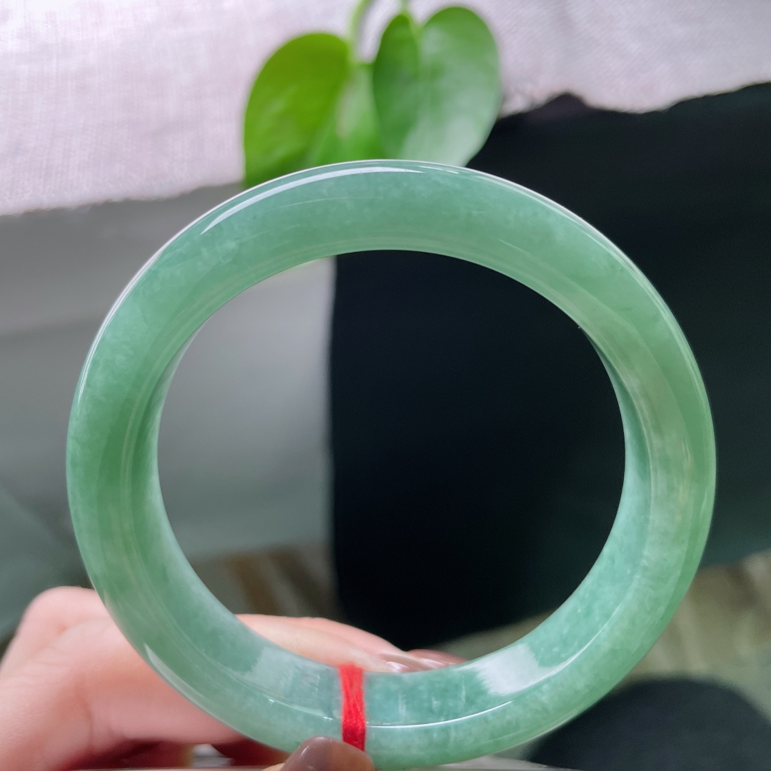 57.6/12.2/8.3绿底正圈，水润细腻，满园春色关不住，贵气，洒金，无裂，ss49622a