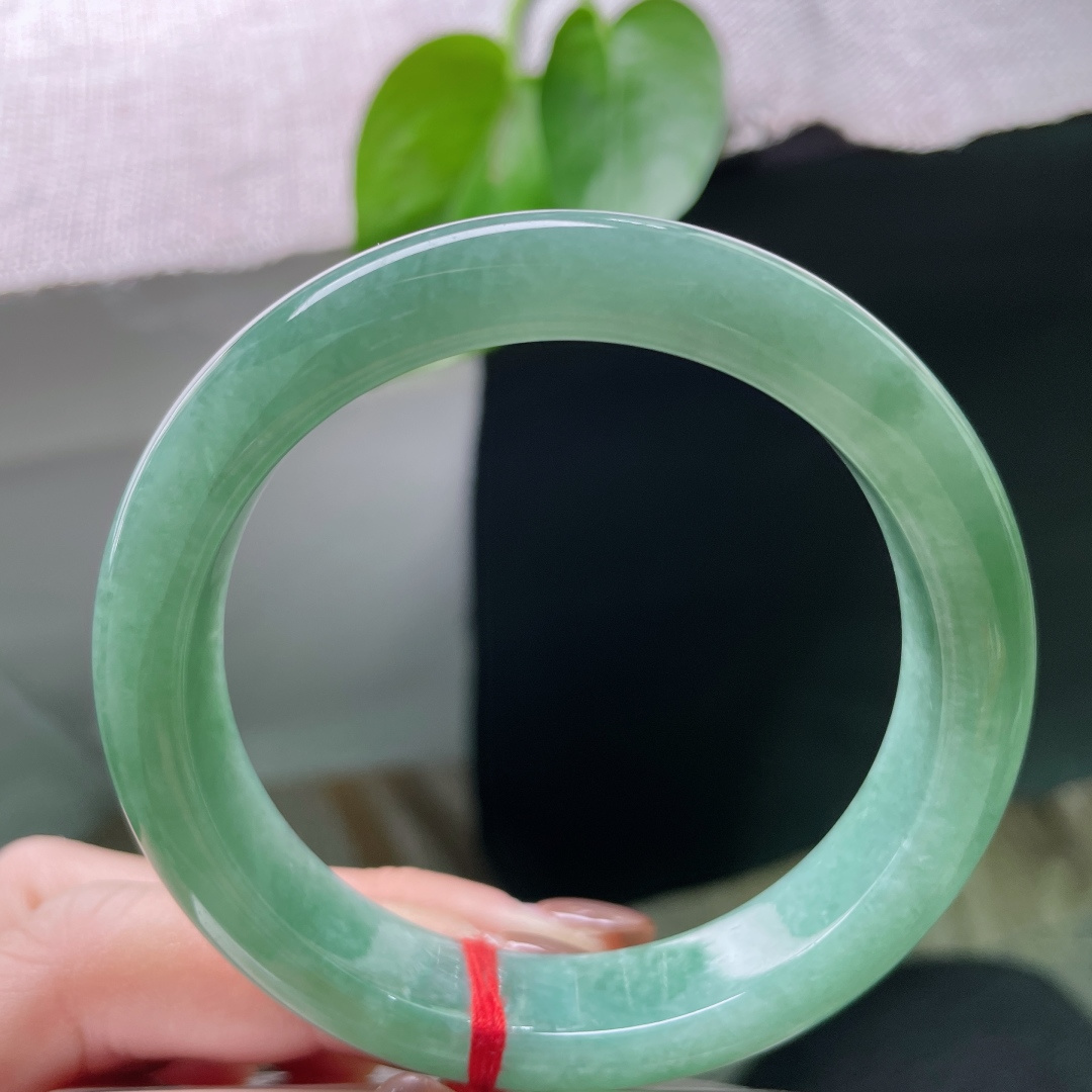 57.6/12.2/8.3绿底正圈，水润细腻，满园春色关不住，贵气，洒金，无裂，ss49622a