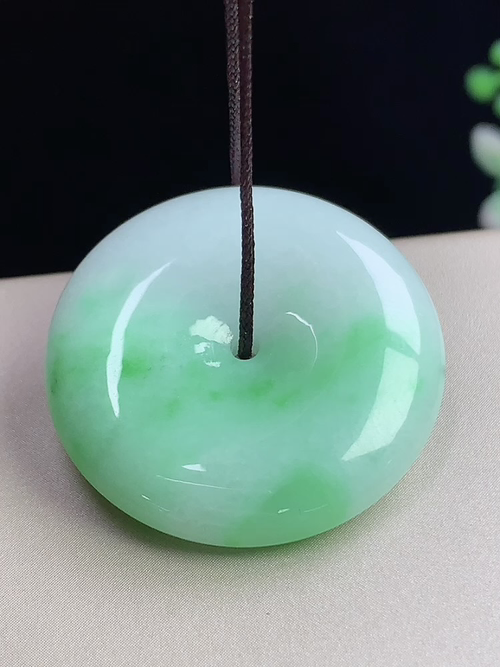飘绿平安扣，无裂，尺寸28-6.0mm，w15yja