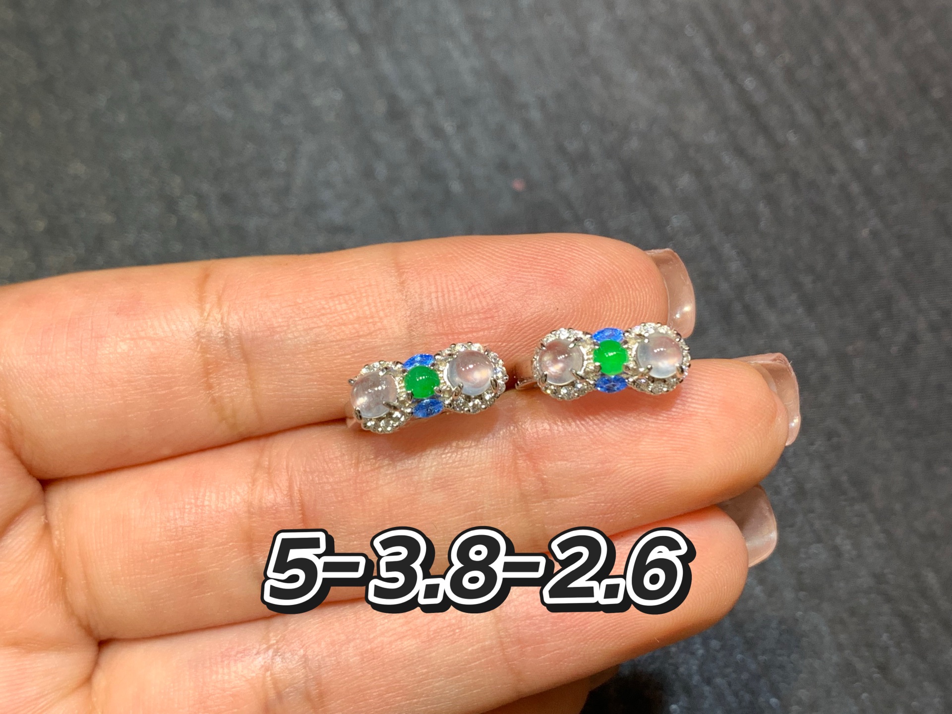 冰种荧光蛋面耳包 s925银