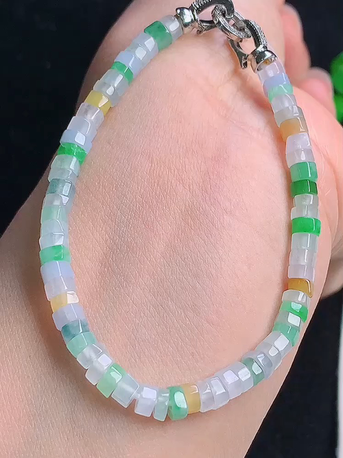 冰多彩算盘珠手链，，尺寸：4.9/2.8mm，颗数：63，№;y14222