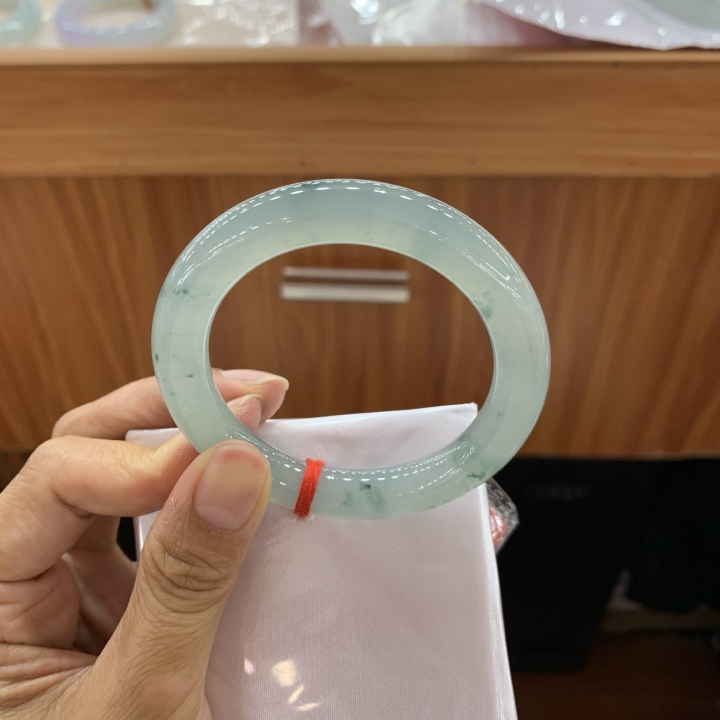 051422HT 飘花圆条翡翠手镯 51.6-9.7-9.9