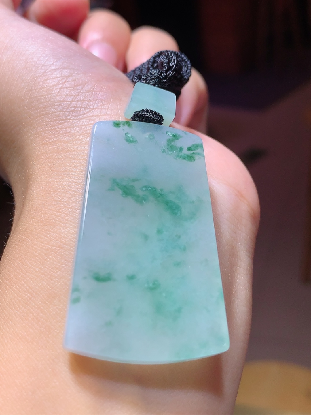 冰飘花仿古无事牌挂件 种老水润，胶感十足，层次分明，佩戴简约百搭 货号24514，44.8-27.9-4.9
