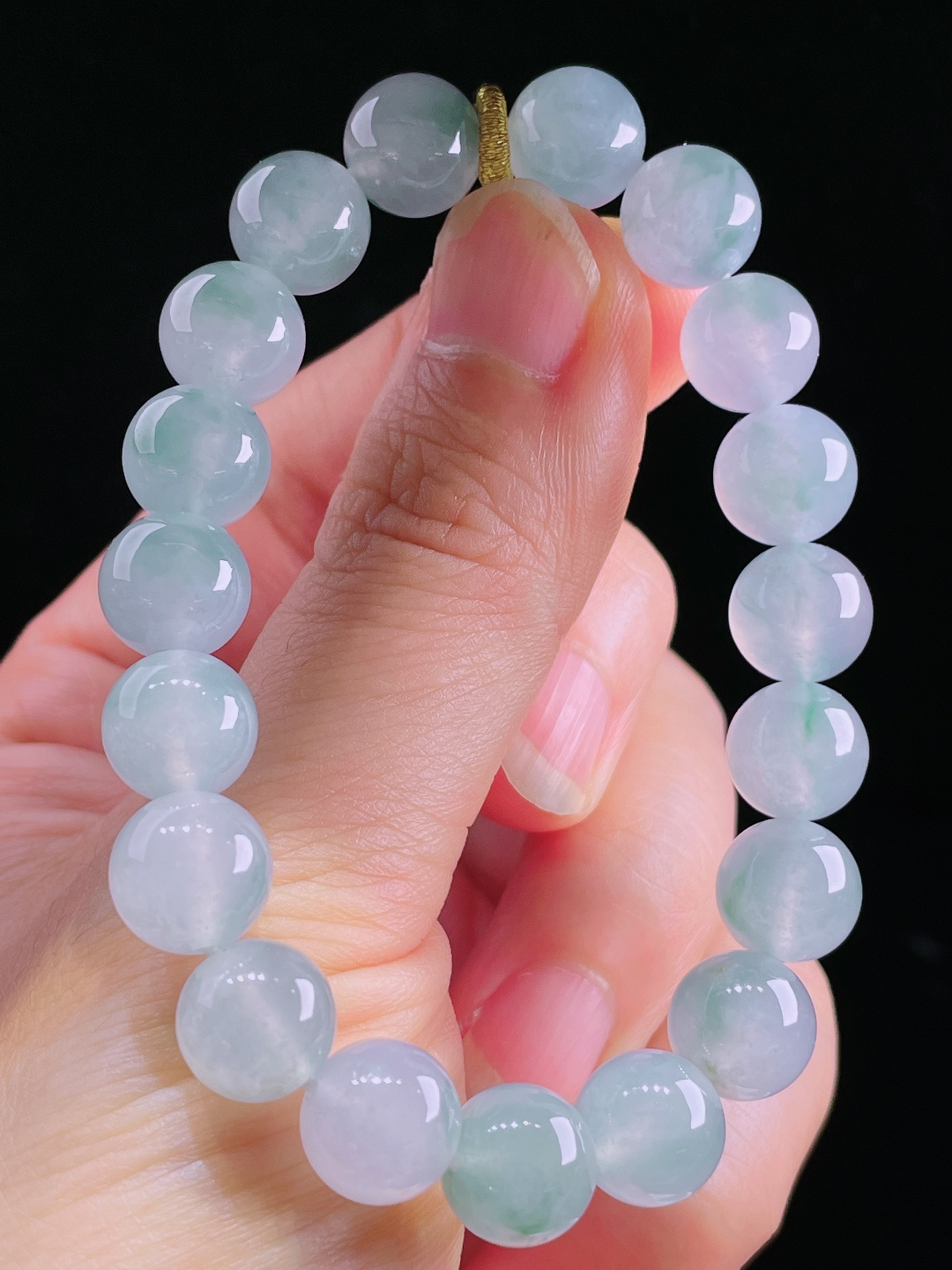 ️冰种手串，老种起光，细底通透，尺寸：9.7mm0515